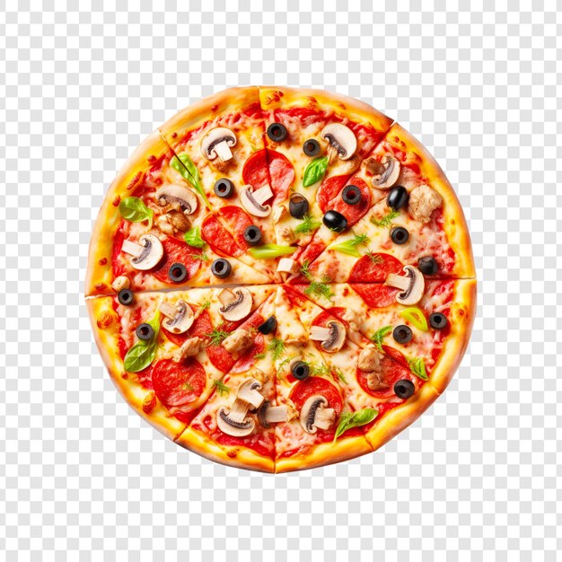 Delicious cheese pizza isolated on a transparent background