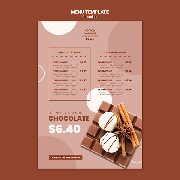 Delicious chocolate menu template