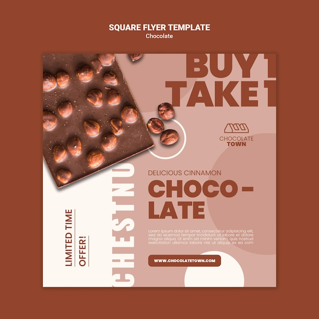 Free PSD delicious chocolate squared flyer template