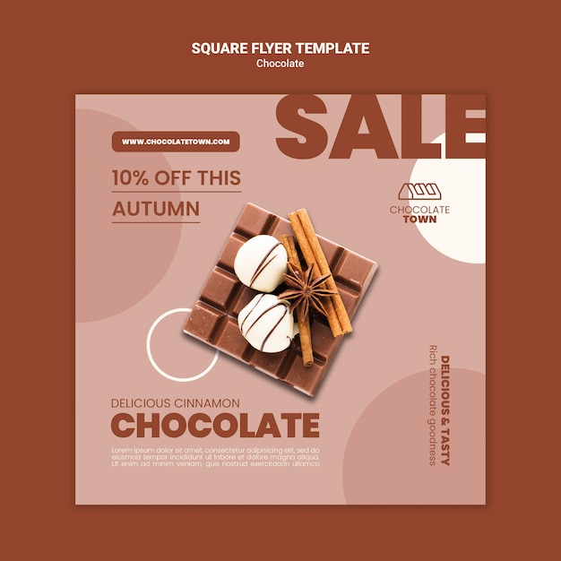 Free PSD delicious chocolate squared flyer