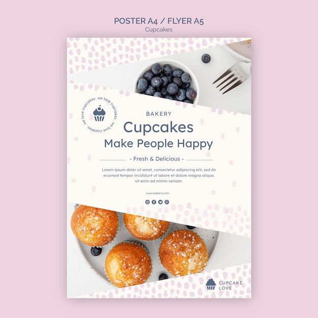 Delicious cupcakes flyer template