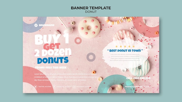 Free PSD delicious donut offer banner template