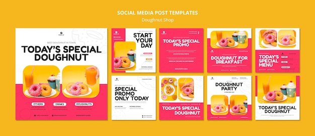 Free PSD delicious doughnut shop instagram posts