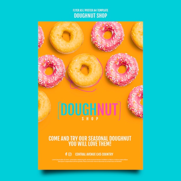 Free PSD delicious doughnut shop poster