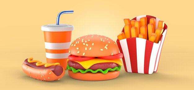 Delicious fast food render mockup