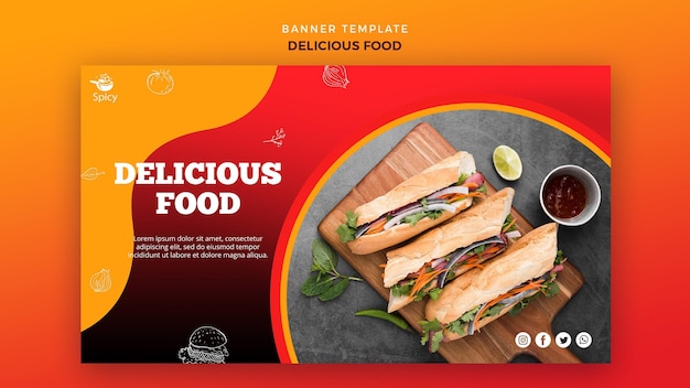 Free PSD delicious food banner template