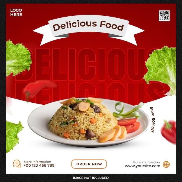 Delicious food menu social media template