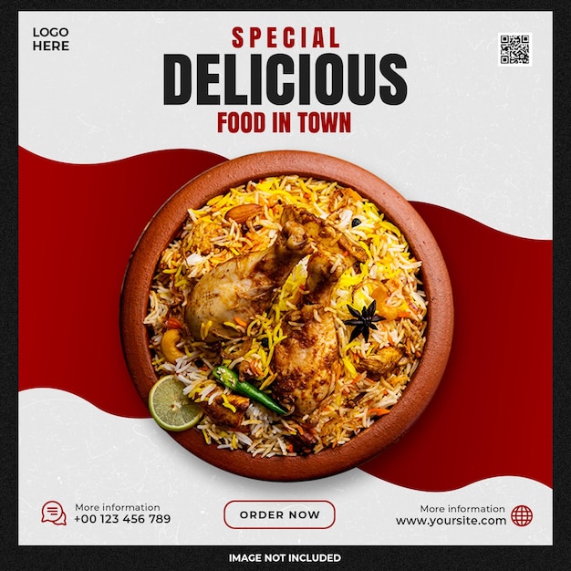 Free PSD delicious food menu social media template