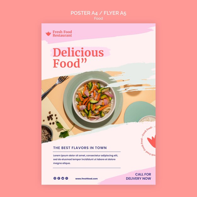 Delicious food poster template