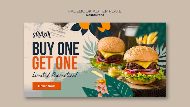 Free PSD delicious food restaurant facebook template