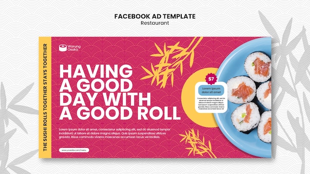 Free PSD delicious food restaurant facebook template