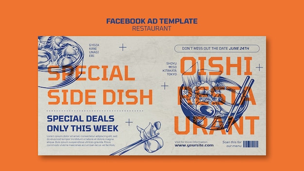 Free PSD delicious food restaurant facebook template