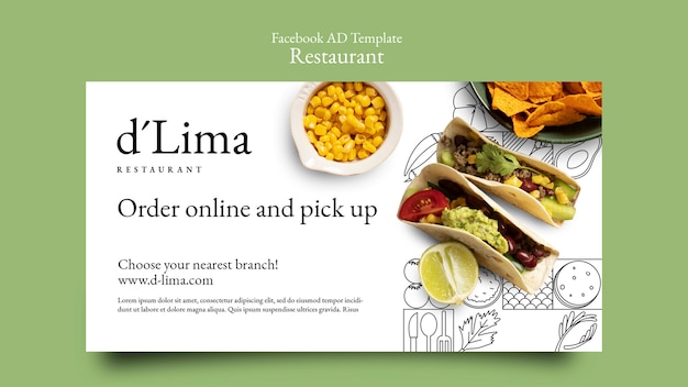 Free PSD delicious food restaurant facebook template