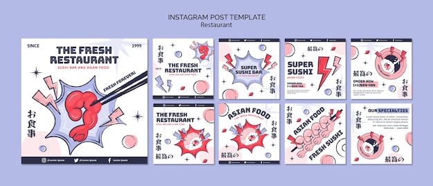 Free PSD delicious food restaurant instagram posts