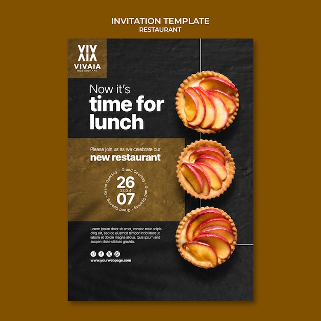 Free PSD delicious food restaurant invitation template