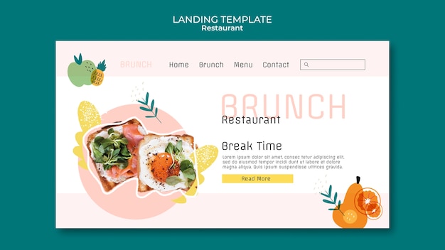 Free PSD delicious food restaurant landing page template