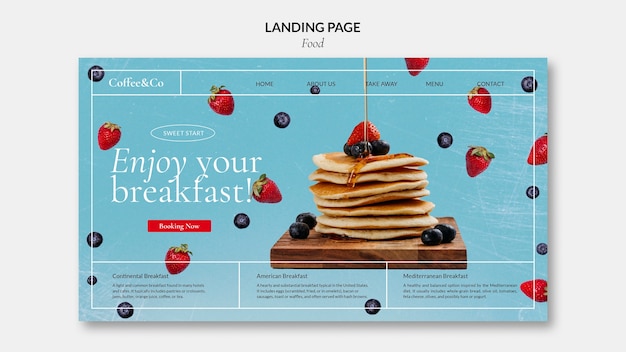 Free PSD delicious food restaurant landing page template