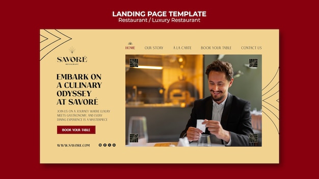 Free PSD delicious food restaurant  landing page