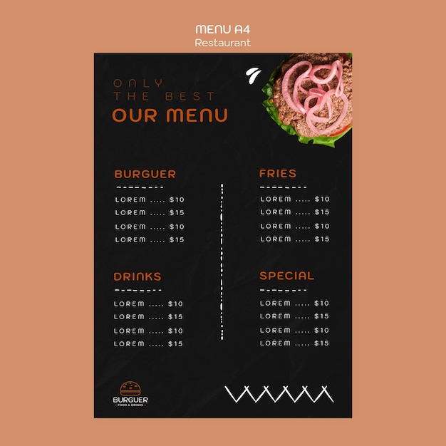 Free PSD delicious food restaurant menu template