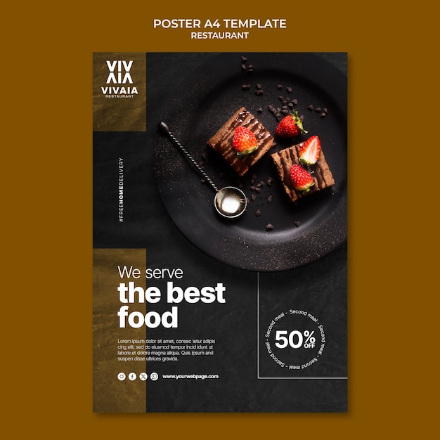 Free PSD delicious food restaurant poster template