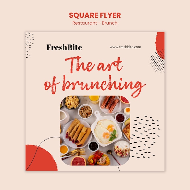 Free PSD delicious food restaurant square flyer template