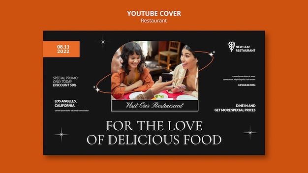 Free PSD delicious food restaurant youtube cover