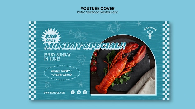 Free PSD delicious food restaurant youtube cover