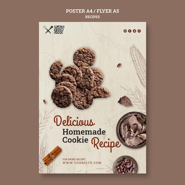 Delicious homemade cookie recipe poster template