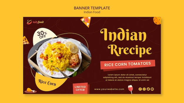 Delicious indian recipe banner template