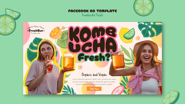 Free PSD delicious kombucha facebook template