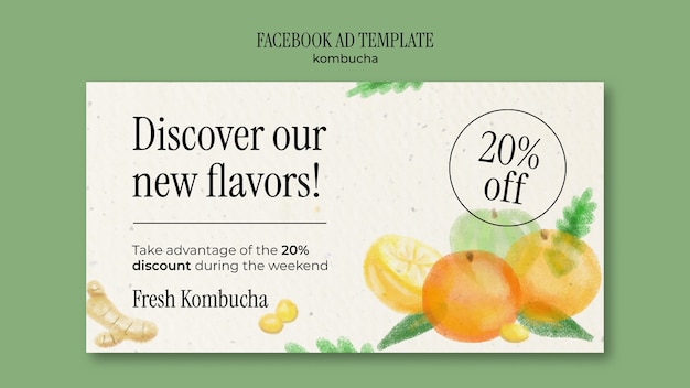 Free PSD delicious kombucha facebook template