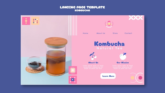 Delicious kombucha landing page template