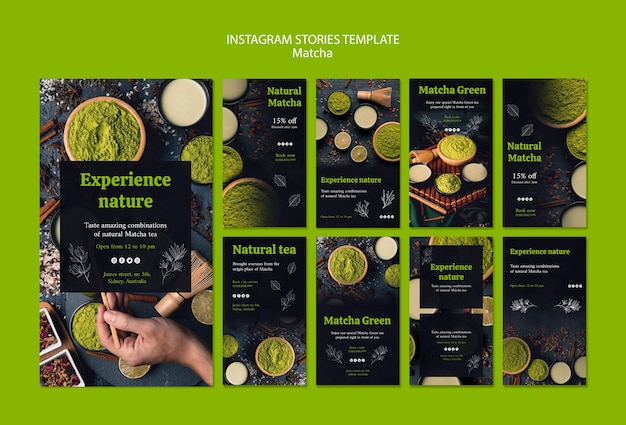 Free PSD delicious matcha tea instagram stories template