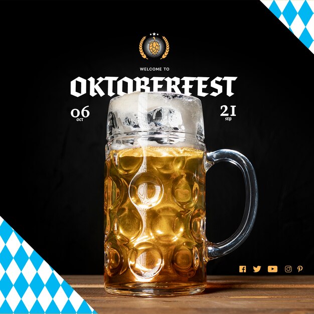 Delicious oktoberfest beer mug on a table