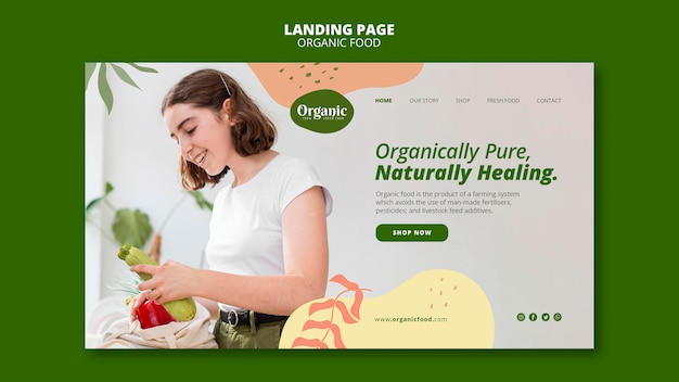 Free PSD delicious organic food landing page