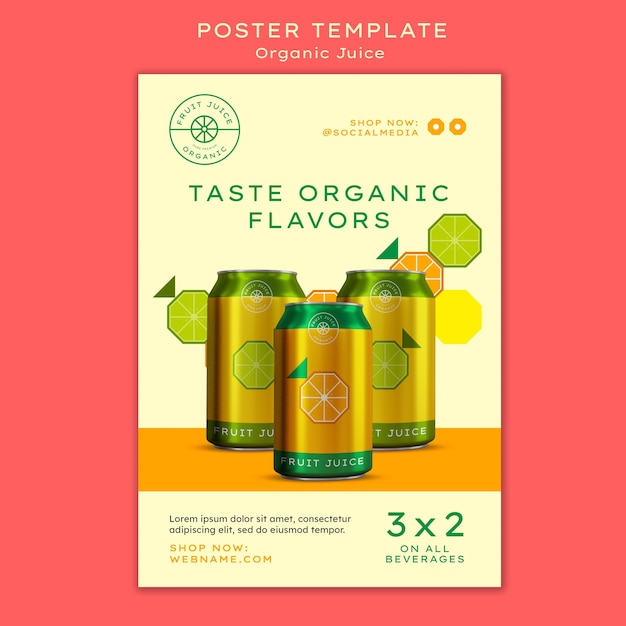 Delicious organic juice poster template