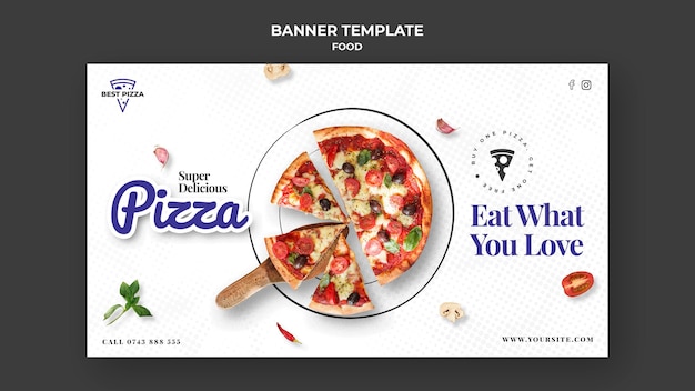 Delicious pizza horizontal banner template