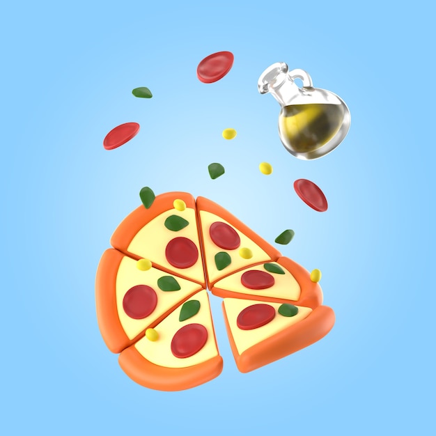 Delicious pizza render mockup