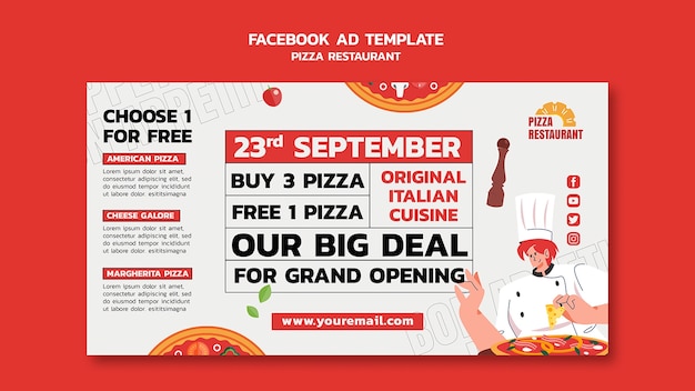 Free PSD delicious pizza restaurant facebook template