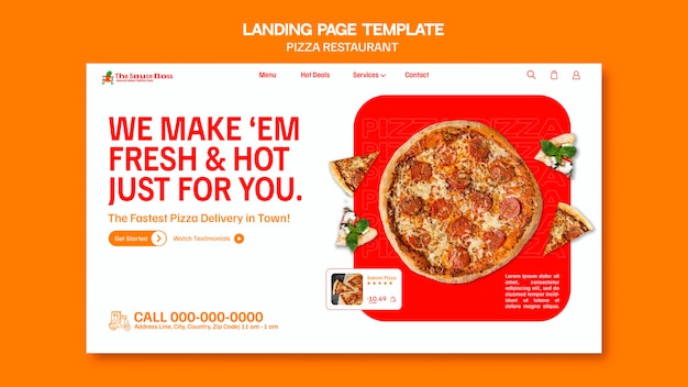 Free PSD delicious pizza restaurant landing page template