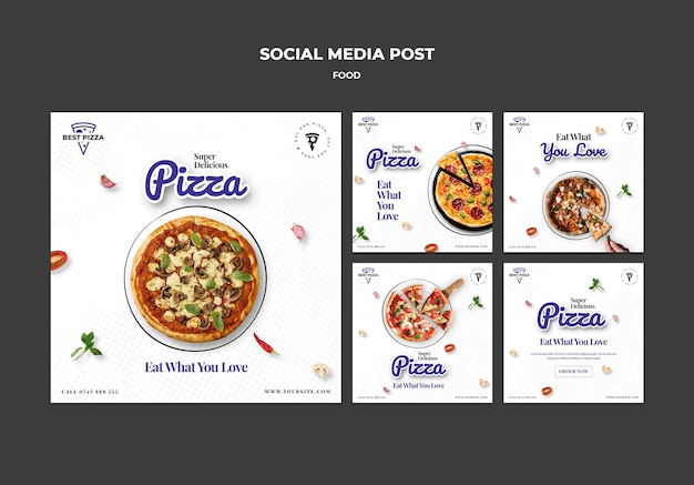 Delicious pizza social media post template