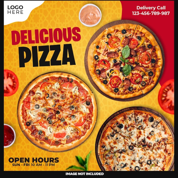 Free PSD delicious pizza social media template design