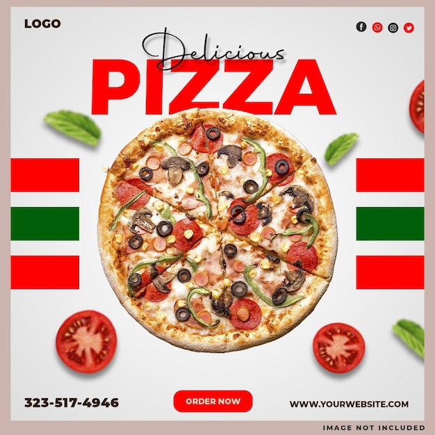 Free PSD delicious pizza social media template design