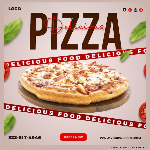 Free PSD delicious pizza social media template design