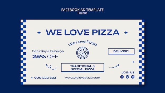 Free PSD delicious pizzeria food facebook template