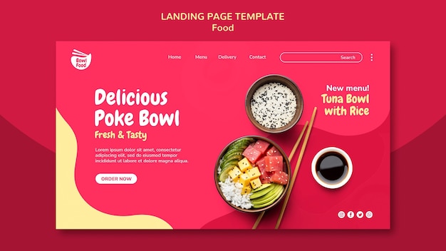 Delicious poke bowl landing page