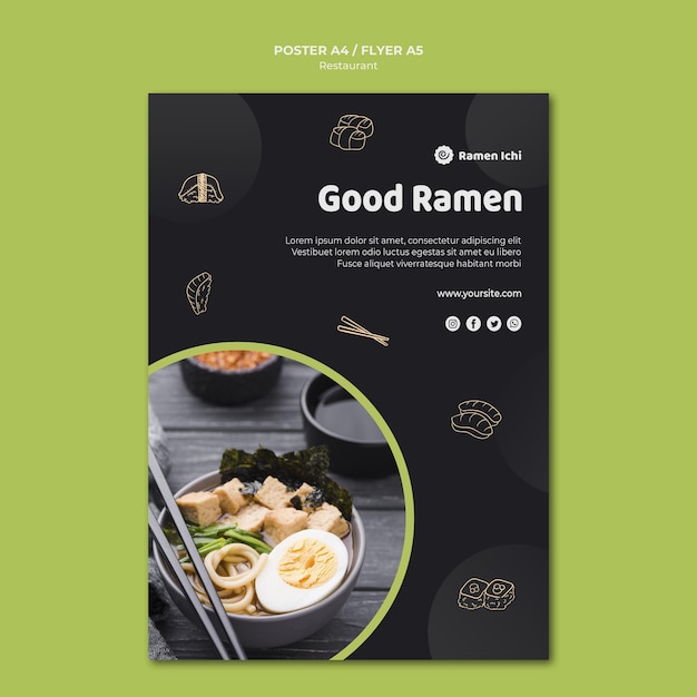 Delicious ramen restaurant poster template