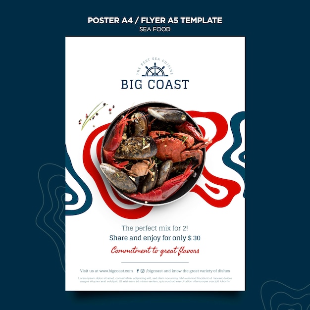 Free PSD delicious sea food flyer template