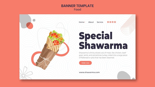 Free PSD delicious shawarma horizontal banner template