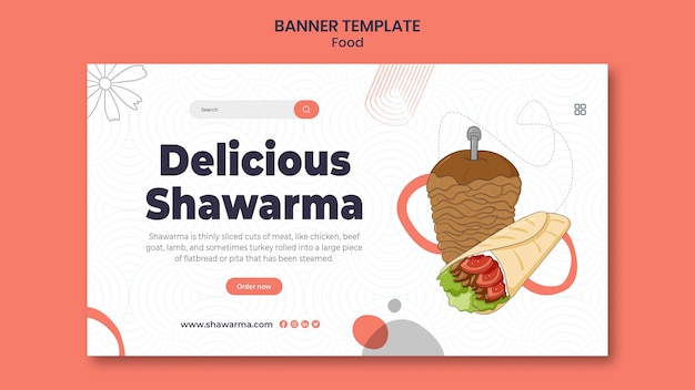 Free PSD delicious shawarma  horizontal banner